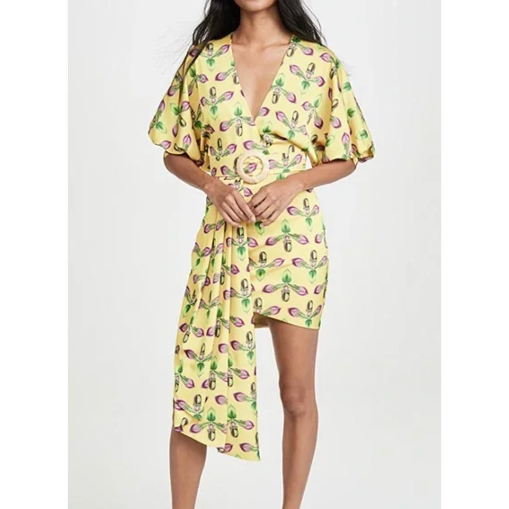 Patbo asymmetrical belted floral dress